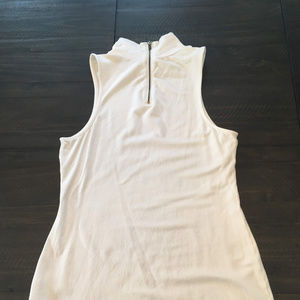 Mock Turtle Neck Fitted Tank, Zipper Back